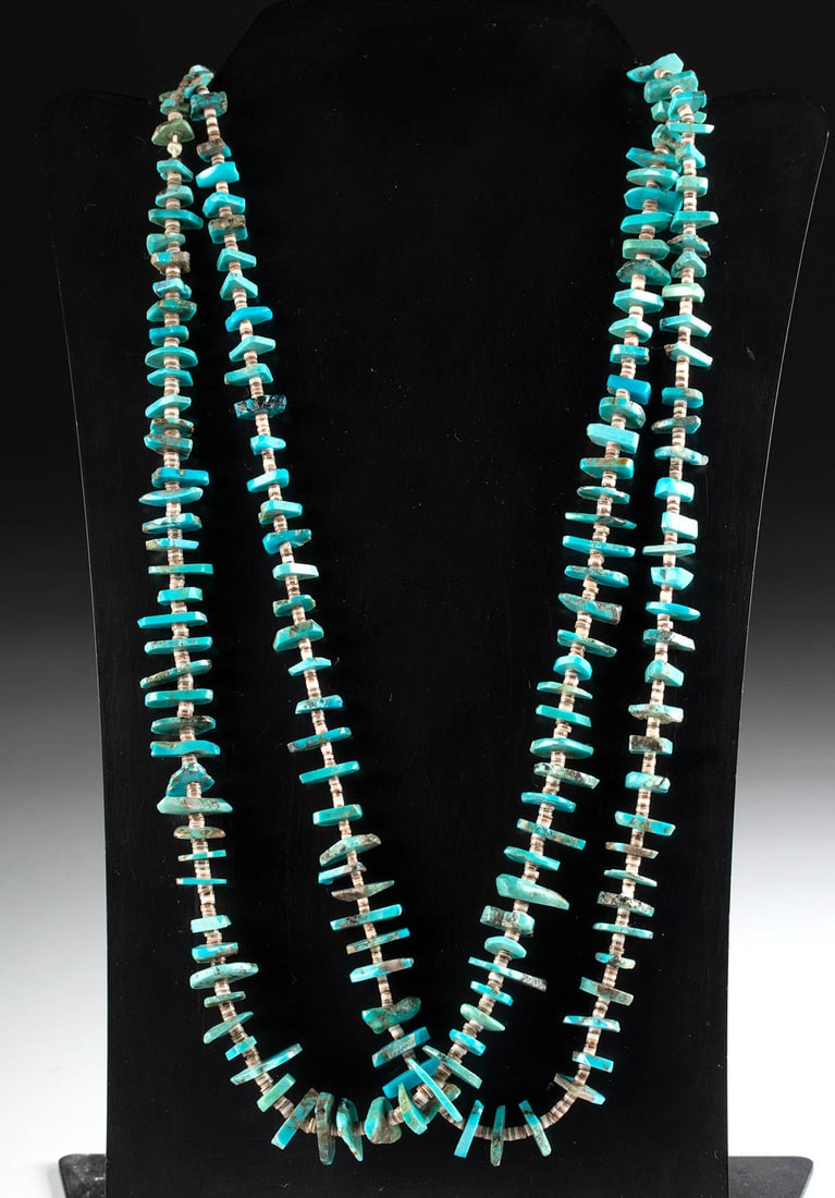 Navajo Turquoise & Heishi Shell Double-Strand Necklace (1 of 3)