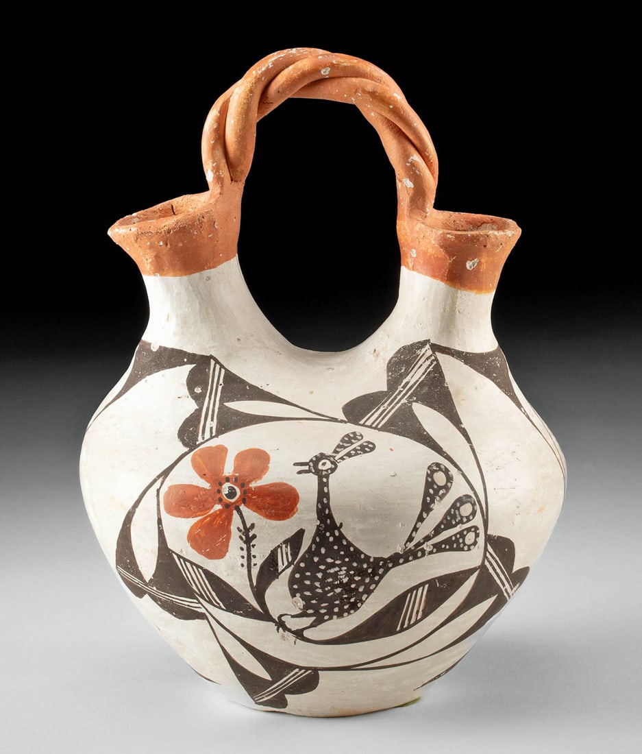 Native American Acoma Pottery Wedding Vase w/ Birds (1 of 5)