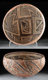 Huge Prehistoric Anasazi Gila Polychrome Bowl: North America, Southwest, Central eastern Arizona, Anasazi / Ancestral Puebloan, Greater Mogollon, Greater Salado, Upper Gila (Highland Salado), ca. 1250 to 1350 CE. A marvelous and massive pottery