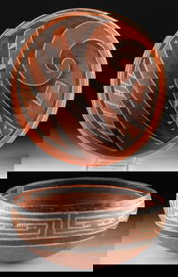 Prehistoric Anasazi Mogollon Polychrome Bowl: Native American, Southwestern United States, Arizona, Ancestral Puebloan (Anasazi), Mogollon, Four-Mile type, ca. 1325 to 1400 CE. A gorgeous pottery bowl of hemispherical form adorned with
