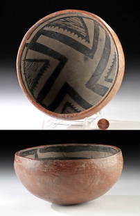 Ancient Anasazi Salado Pinto / Gila Polychrome Bowl: Native American, Southwestern United States, Arizona, Tonto Basin, Anasazi (Ancestral Puebloan), Greater Mogollon, Salado, ca. 1250 to 1450 CE. A hand-built Pinto Polychrome (or possibly Gila)