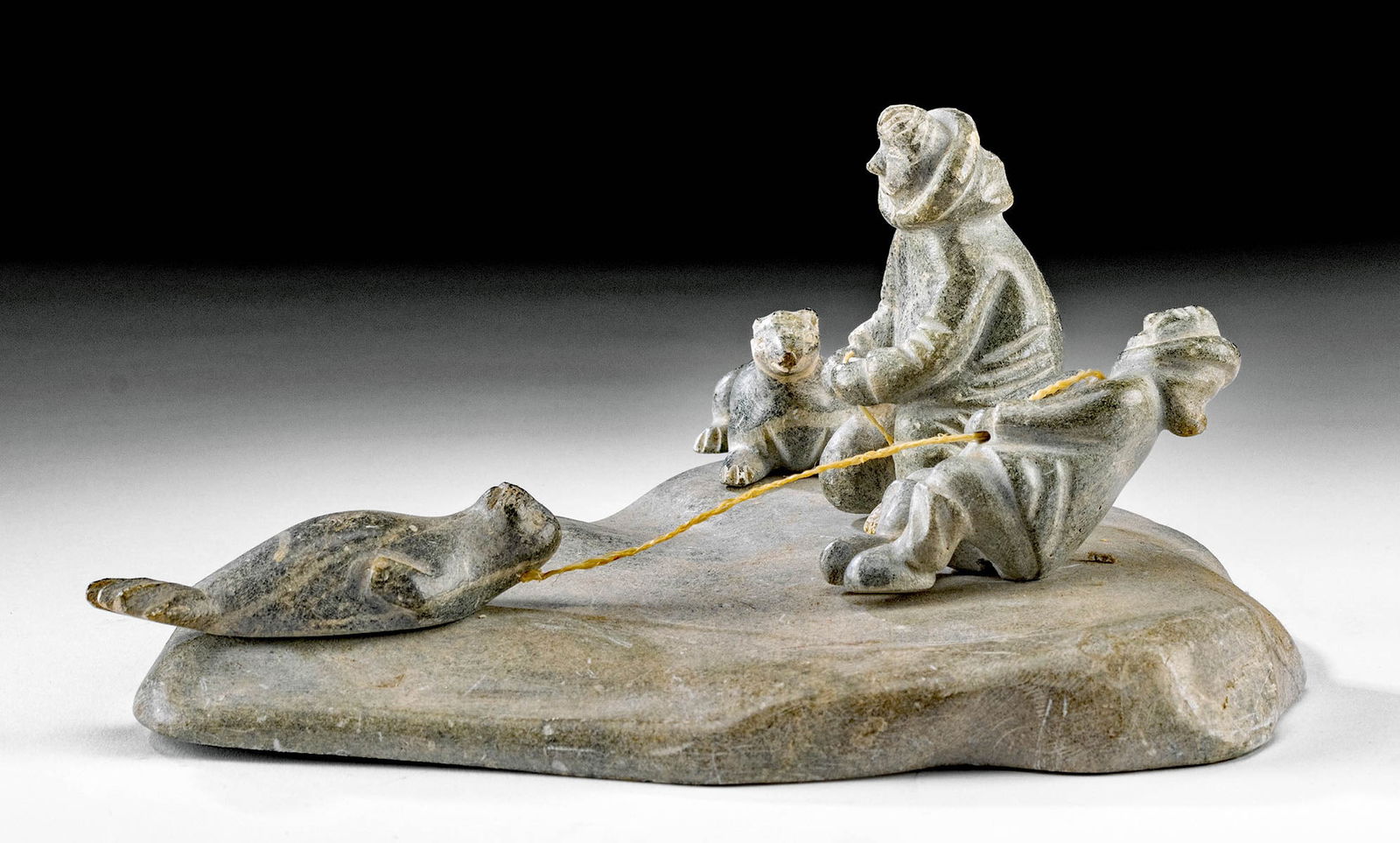 Inuit Soapstone Sculpture Seal Hunting Scene (1 of 5)