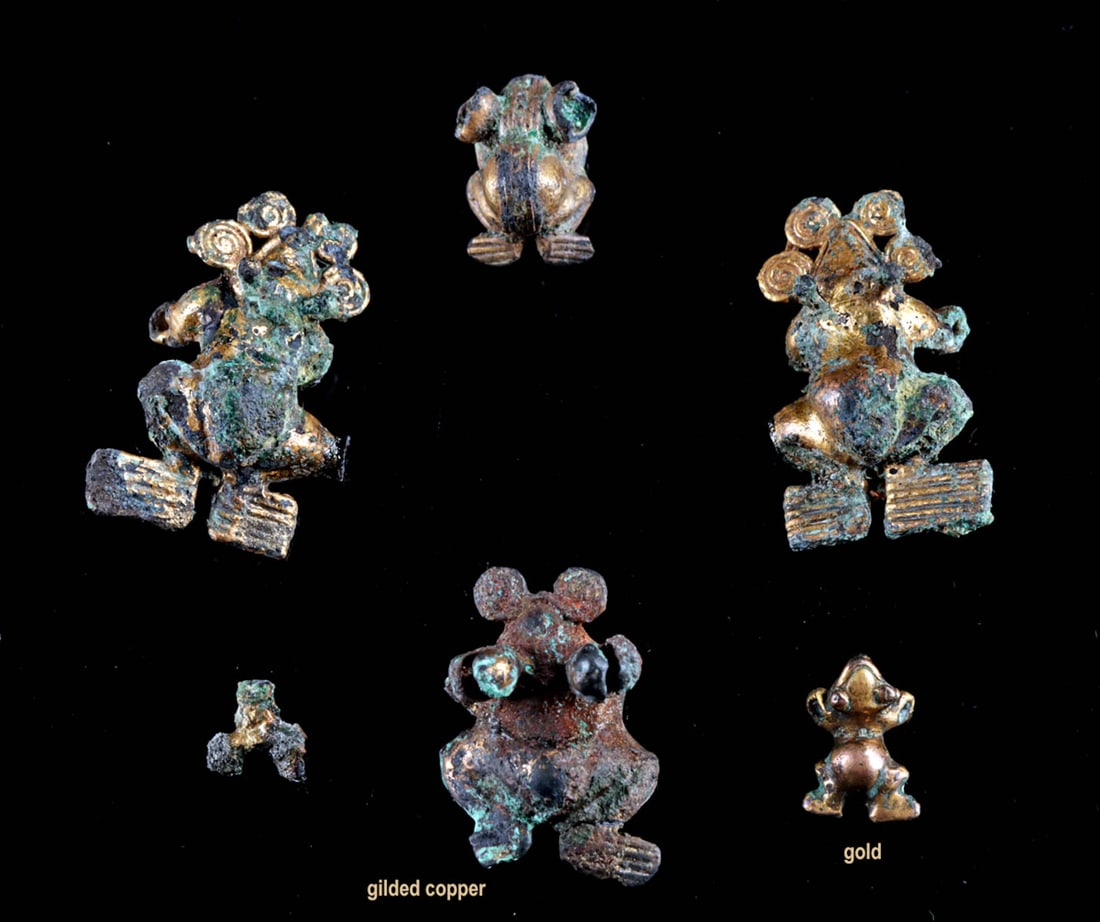 5 Tairona Frog Pendants (Gold, Tumbaga, Gilt Copper) (1 of 1)