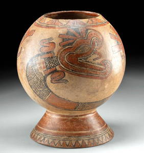 Costa Rican Chorotega Footed Vessel w/ Serpent