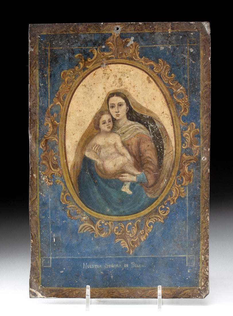 19th C. Mexican Retablo Nuestra Senora de Belen (1 of 2)