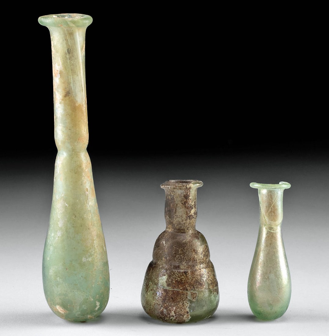 Lot of 3 Roman Glass Unguents / Perfume Vials (1 of 2)