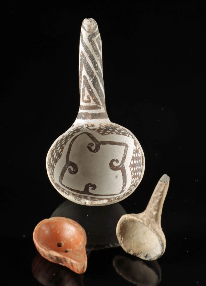 3 Miniature Prehistoric Anasazi Pottery Ladles (1 of 2)
