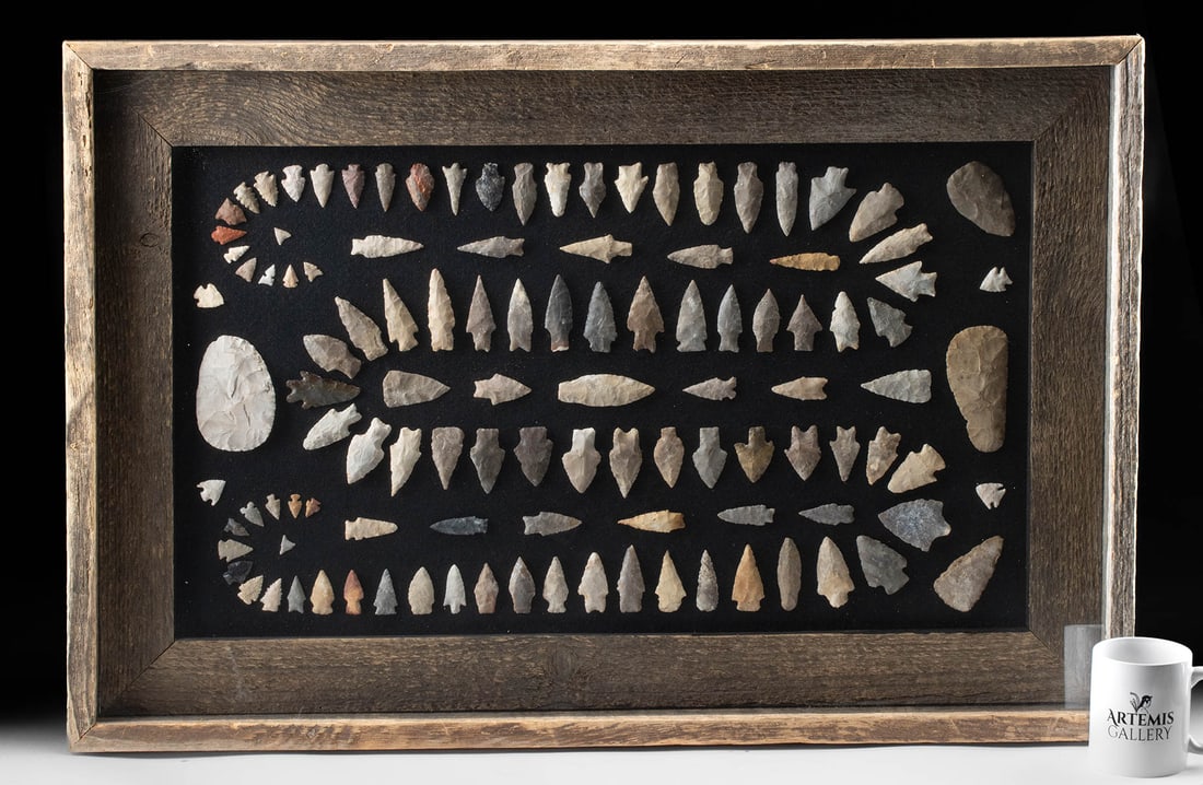 Framed Native American Stone Tools / Arrowhead Display (1 of 2)