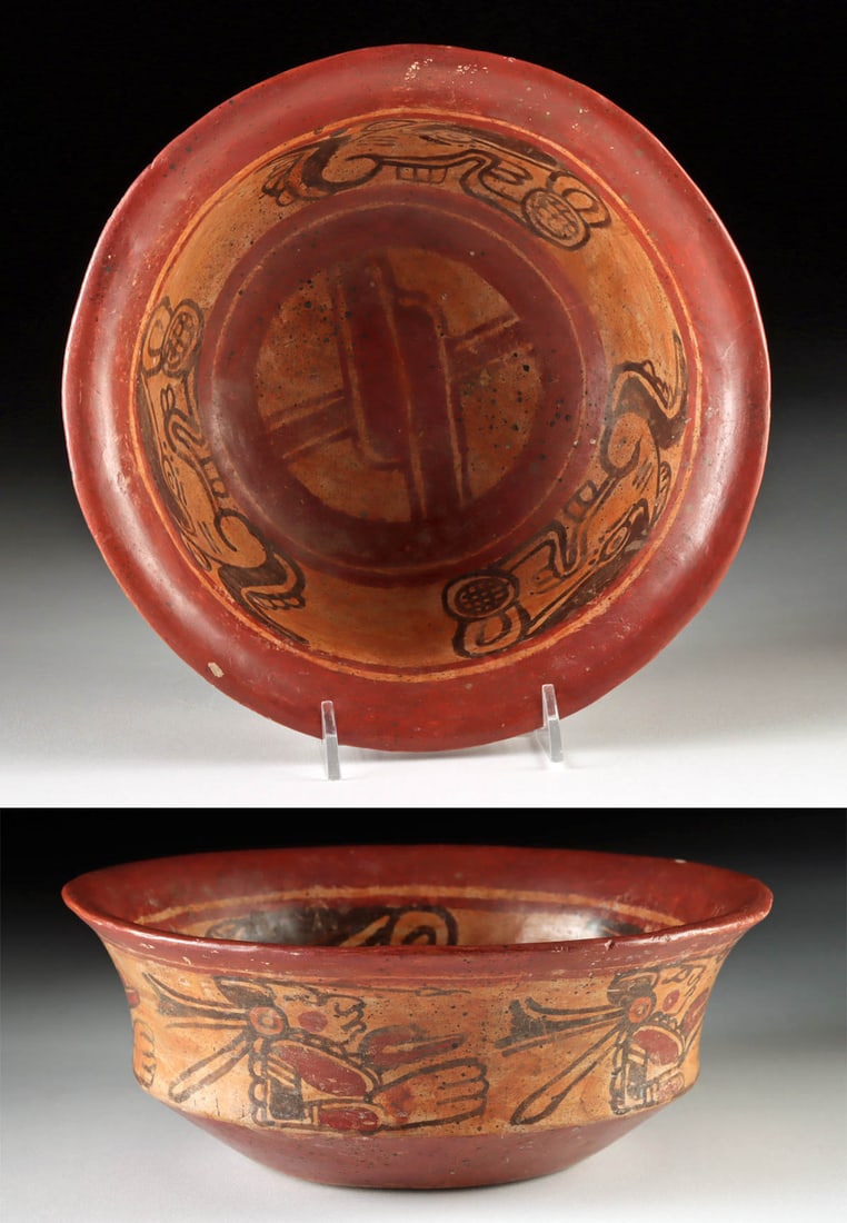 Maya Copador Polychrome Bowl w/ Hero Twins or Chiefs (1 of 5)