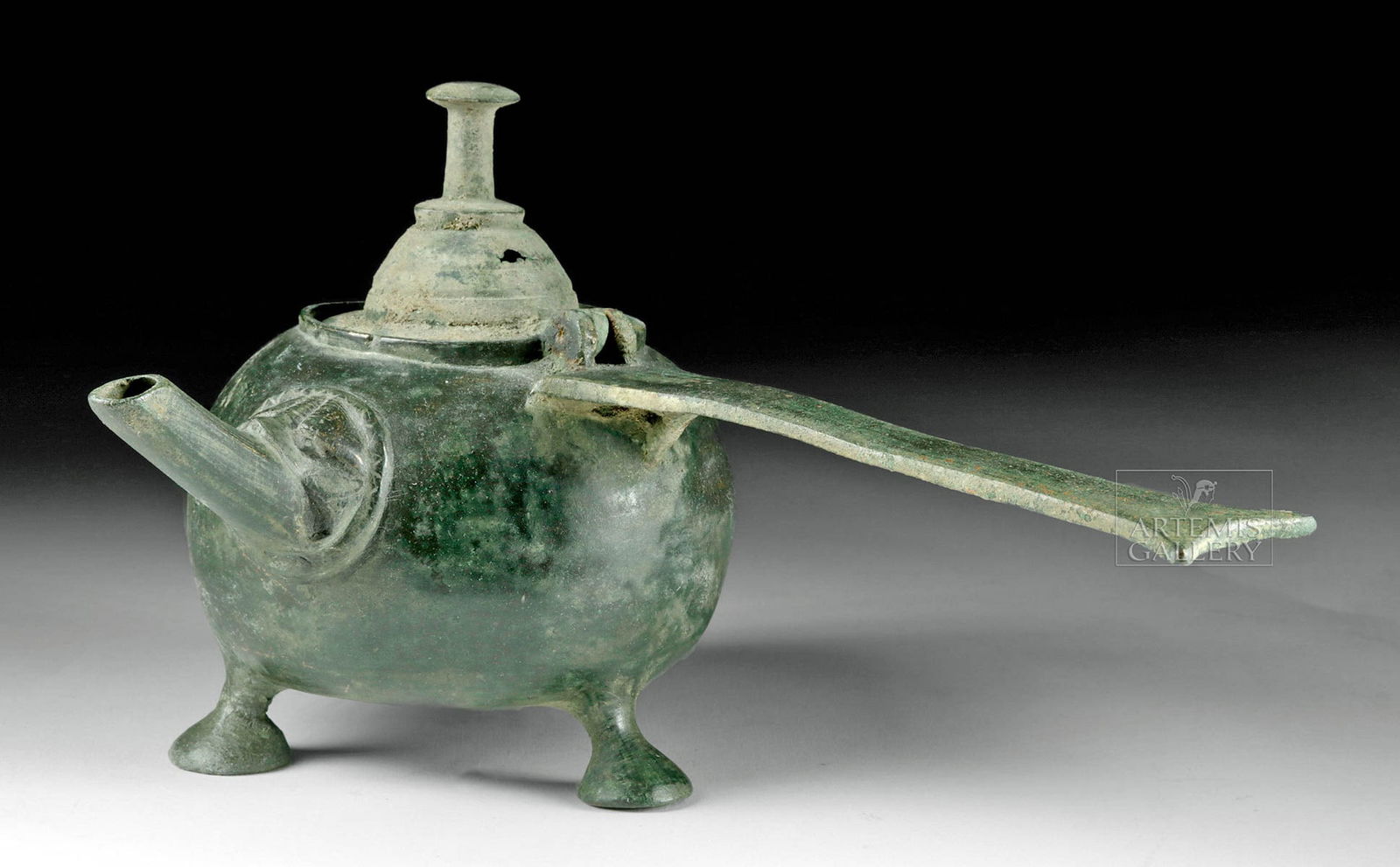 12th C. Persian Seljuk Bronze Pouring Vessel w/ Lion (1 of 6)