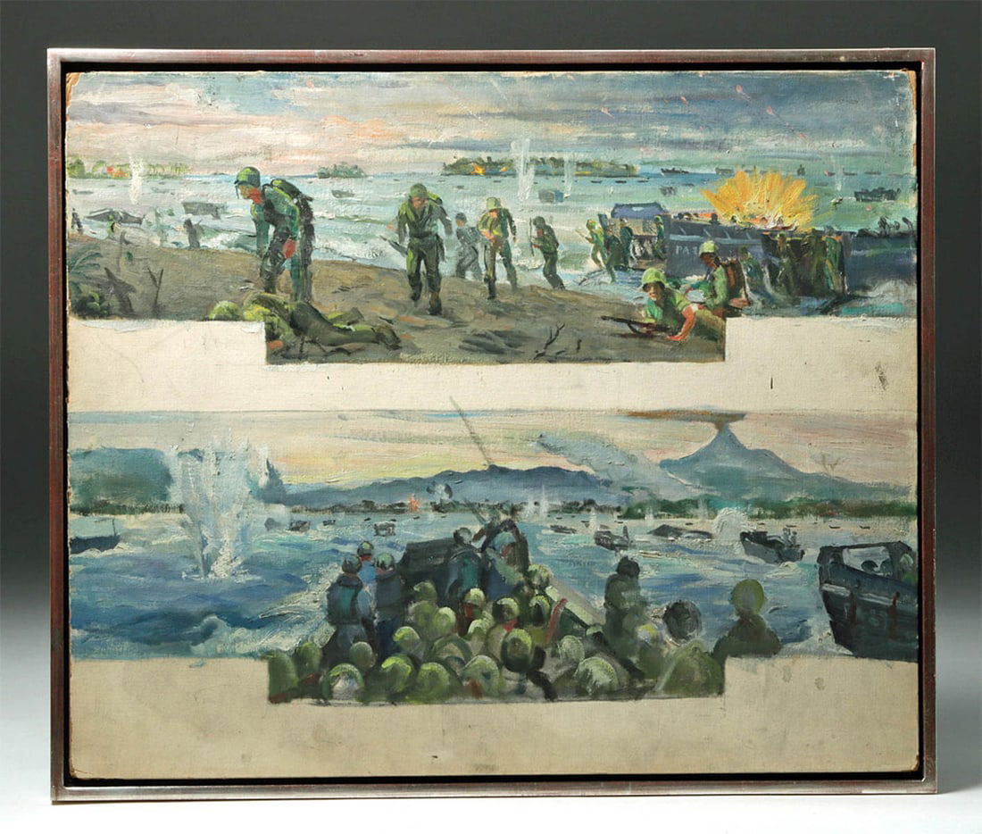 W. Draper Oil Painting on Board - WWII Scenes, ca. 1943 (1 of 7)