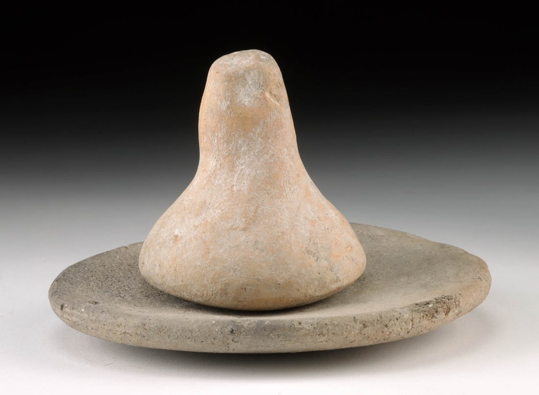 Prehistoric Native American Potter's Anvil + Dish (1 of 2)
