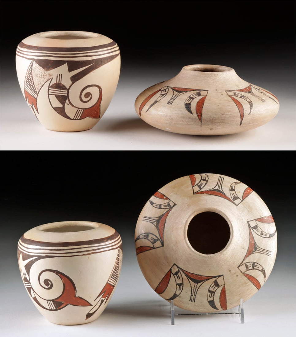 Ancient Hopi Sikyatki Squat + Sikyatki Revival Olla (1 of 4)