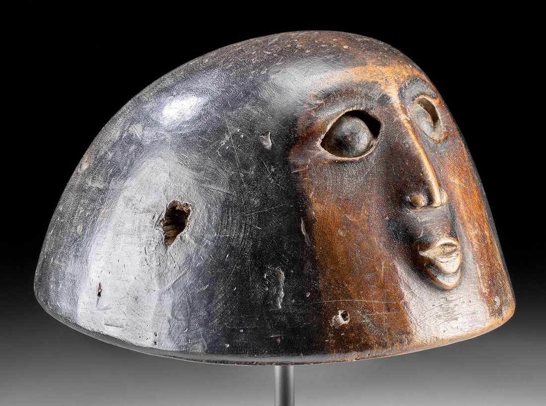 Rare 19th C. Filipino Ifugao Wood Headhunter Helmet (1 of 4)