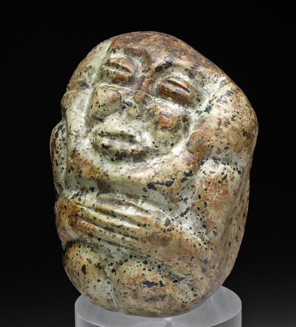 Miniature Maya / Mixtec Greenstone Hunched Figure (1 of 3)