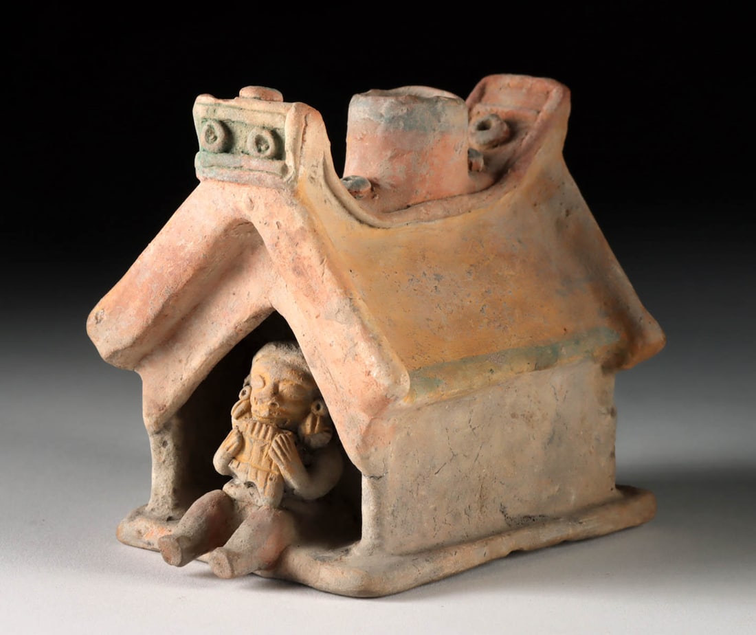 Jamacoaque Polychrome Pottery Figure in House (1 of 4)