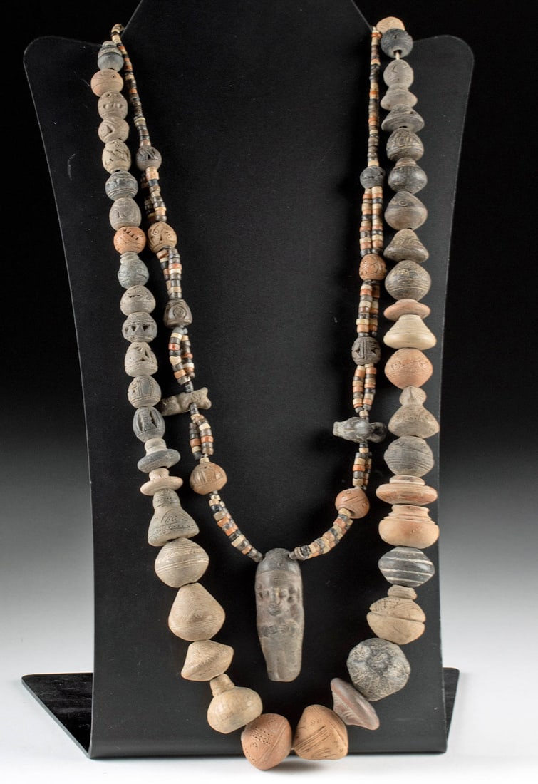 2 Necklaces w/ Ecuadorian Spindle Whorls & Beads (1 of 2)