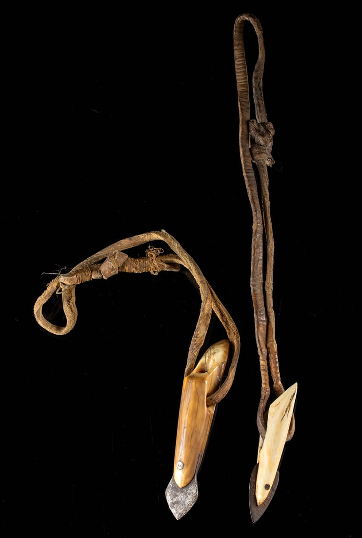 Two 19th C. Inuit Walrus Ivory & Iron Harpoon Heads (1 of 2)