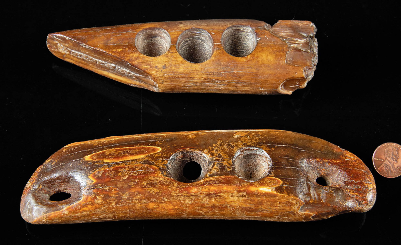 Ancient Alaskan Old Bering Sea Walrus Ivory Fire Starters (2) (1 of 1)