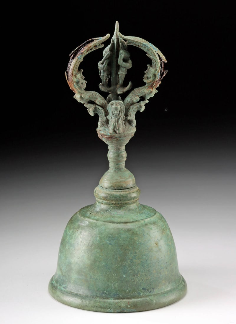 12th C. Khmer Bronze Ghanta Altar Bell w/ Ganesha (1 of 4)