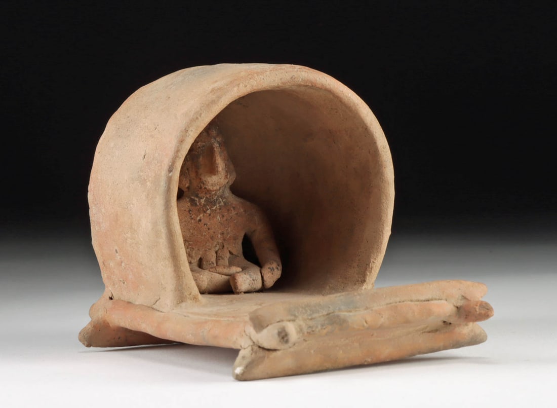 Colima Pottery Figure in Canopy Style Litter Bed (1 of 3)