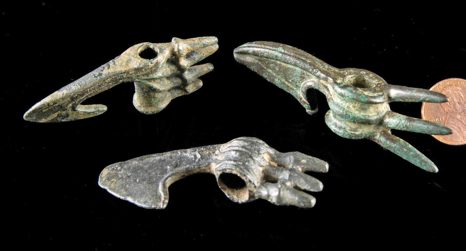 Rare Miniature Luristan Bronze Votive Axes (3) (1 of 1)