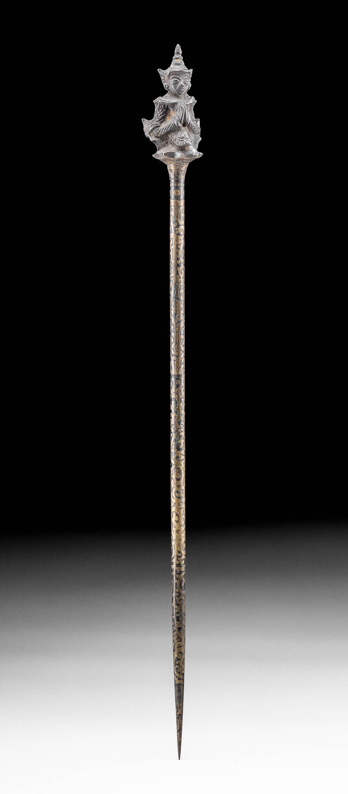 Early Burmese Brass Tattoo Needle, Nat Spirit Finial (1 of 6)