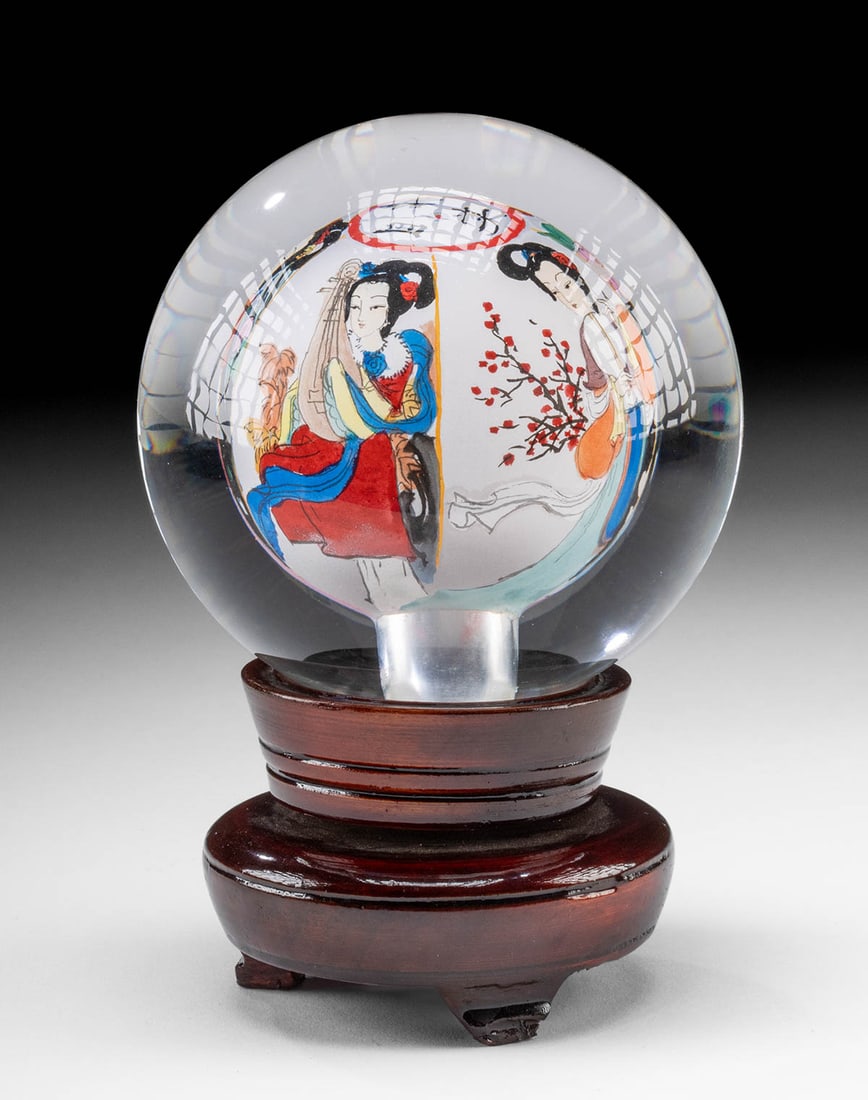 Chinese Revers-Painted Glass Sphere w/ Courtesans (1 of 6)