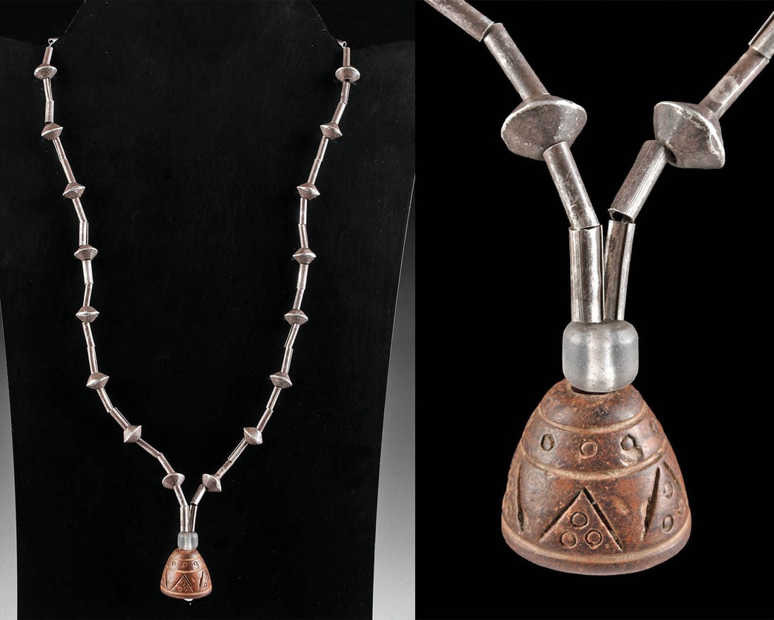 Necklace w/ Chimu Silver Beads & Pottery Spindle Whorls (1 of 4)