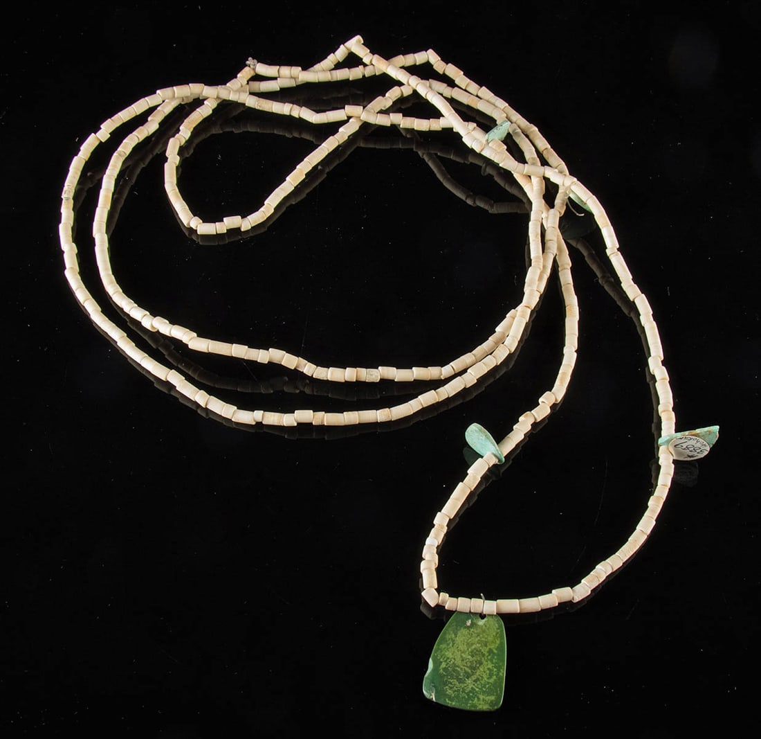 Lengthy Beaded Necklace w/ Hohokam Shells & Stone (1 of 2)