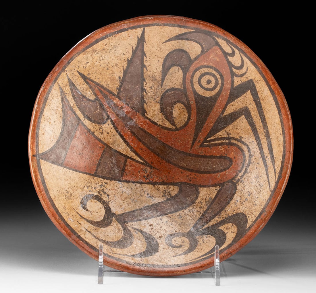 Fabulous & Rare Cocle Macaracas Bowl w/ Parrot (1 of 2)