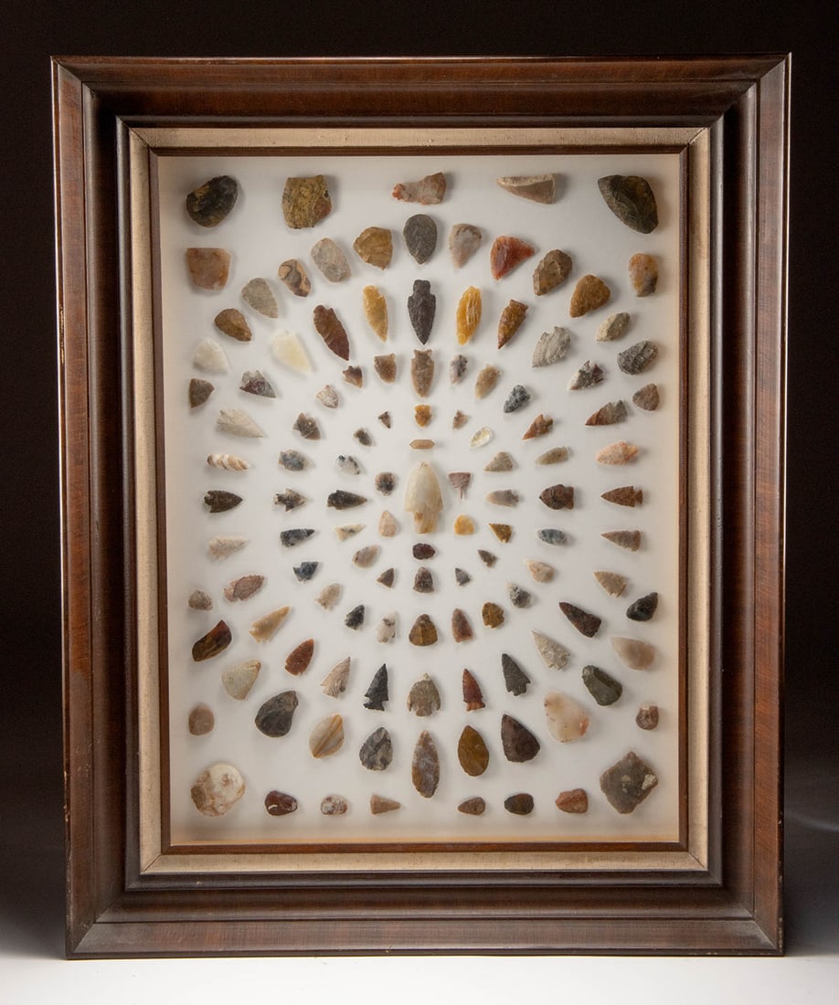 Native American Stone Tools / Arrowheads in Frame (1 of 1)