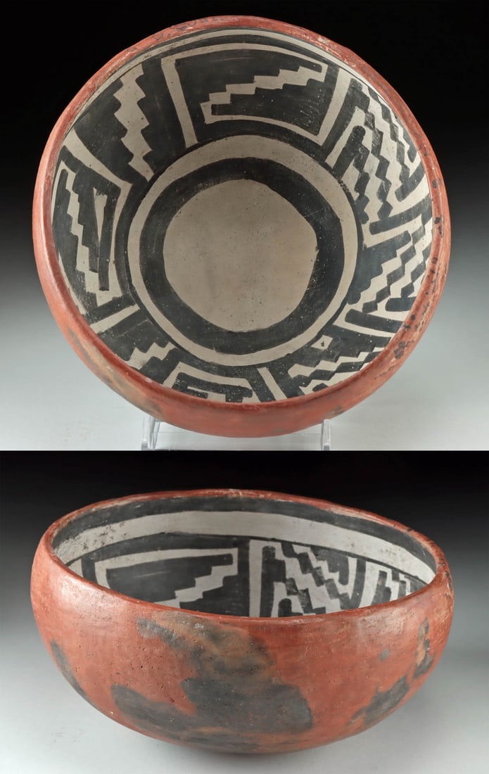 Prehistoric Anasazi Gila Pottery Bowl, Geometric Motifs (1 of 3)
