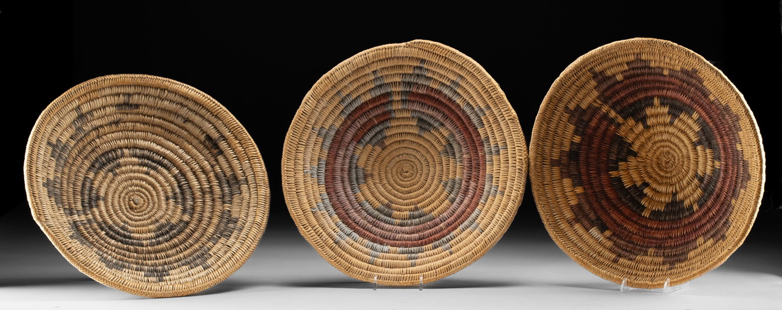 Three Native American Navajo Coiled Wedding Baskets (1 of 1)