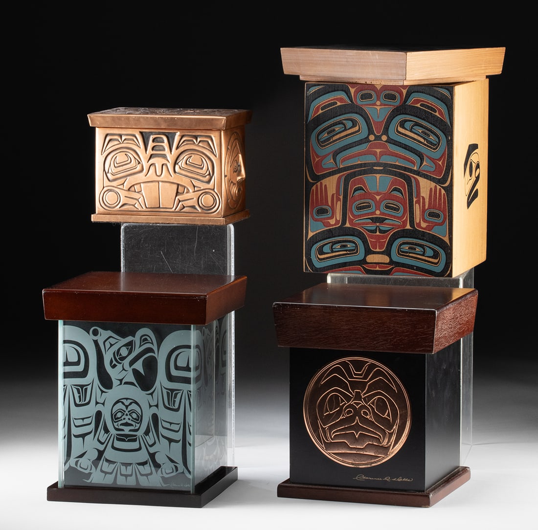 5 Northwest Coast Cedarwood, Glass & Copper Boxes (1 of 6)