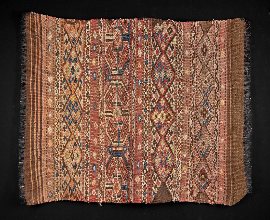 Early / Large Turkic Wool Rug Panel Soumak Tapestry (1 of 4)