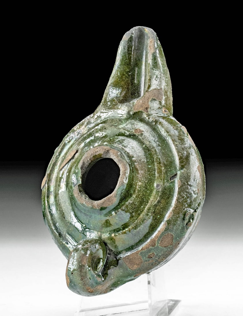 10th Holy Land/ Byzantine Glazed Pottery Oil Lamp (1 of 3)