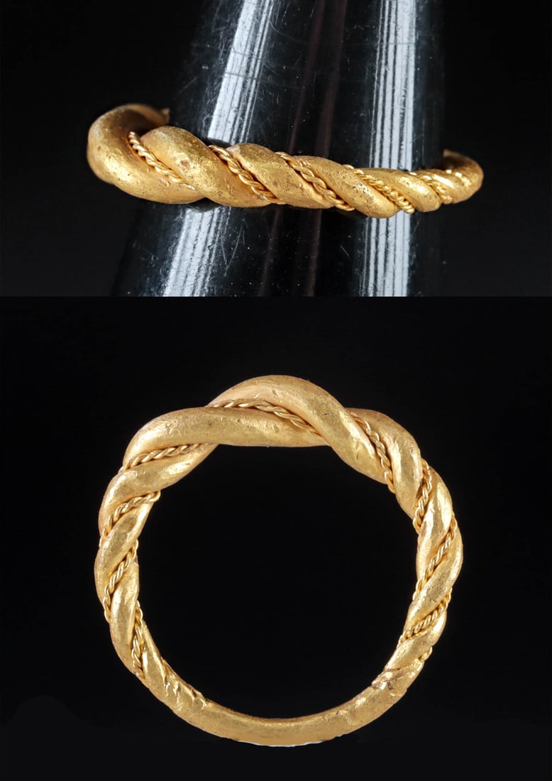 Wearable Viking / Norse 23K+ Gold Ring, Twisted Form (1 of 4)