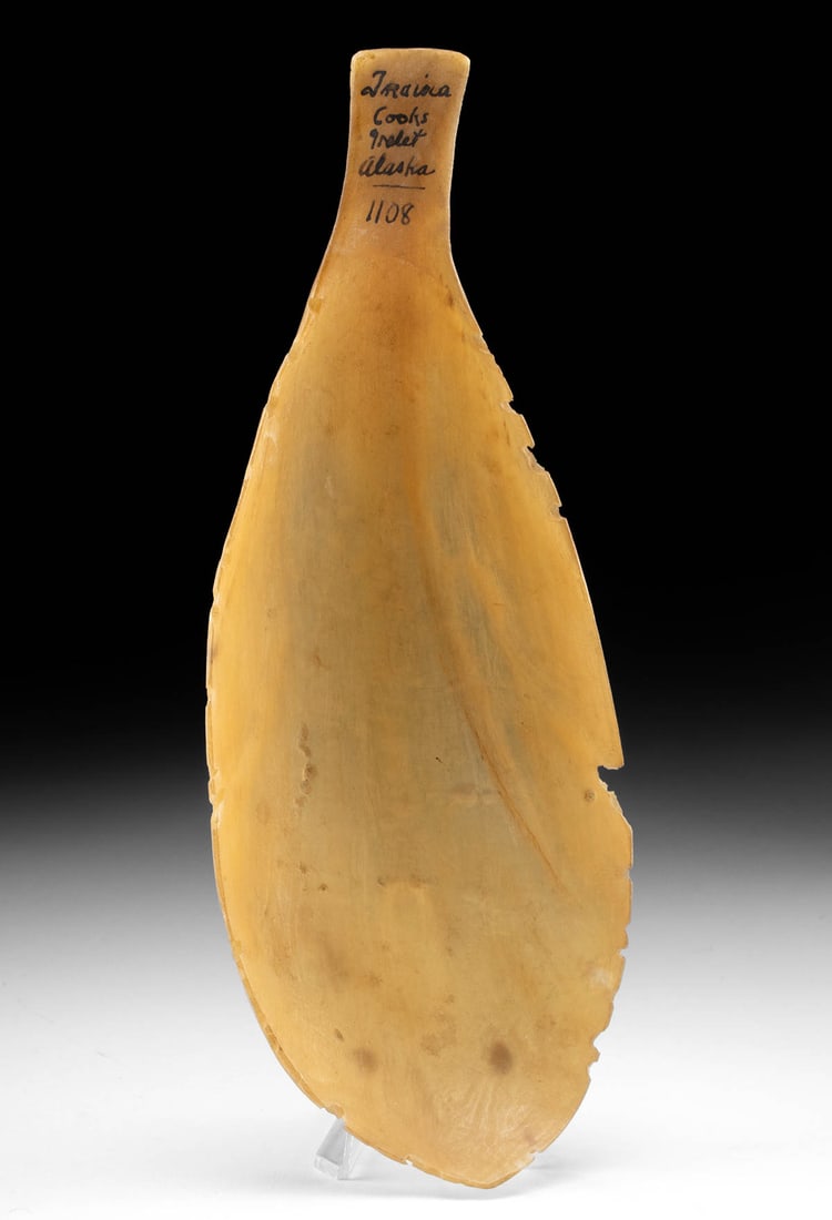 Large Native Alaskan Carved Sheep Horn Spoon (1 of 2)