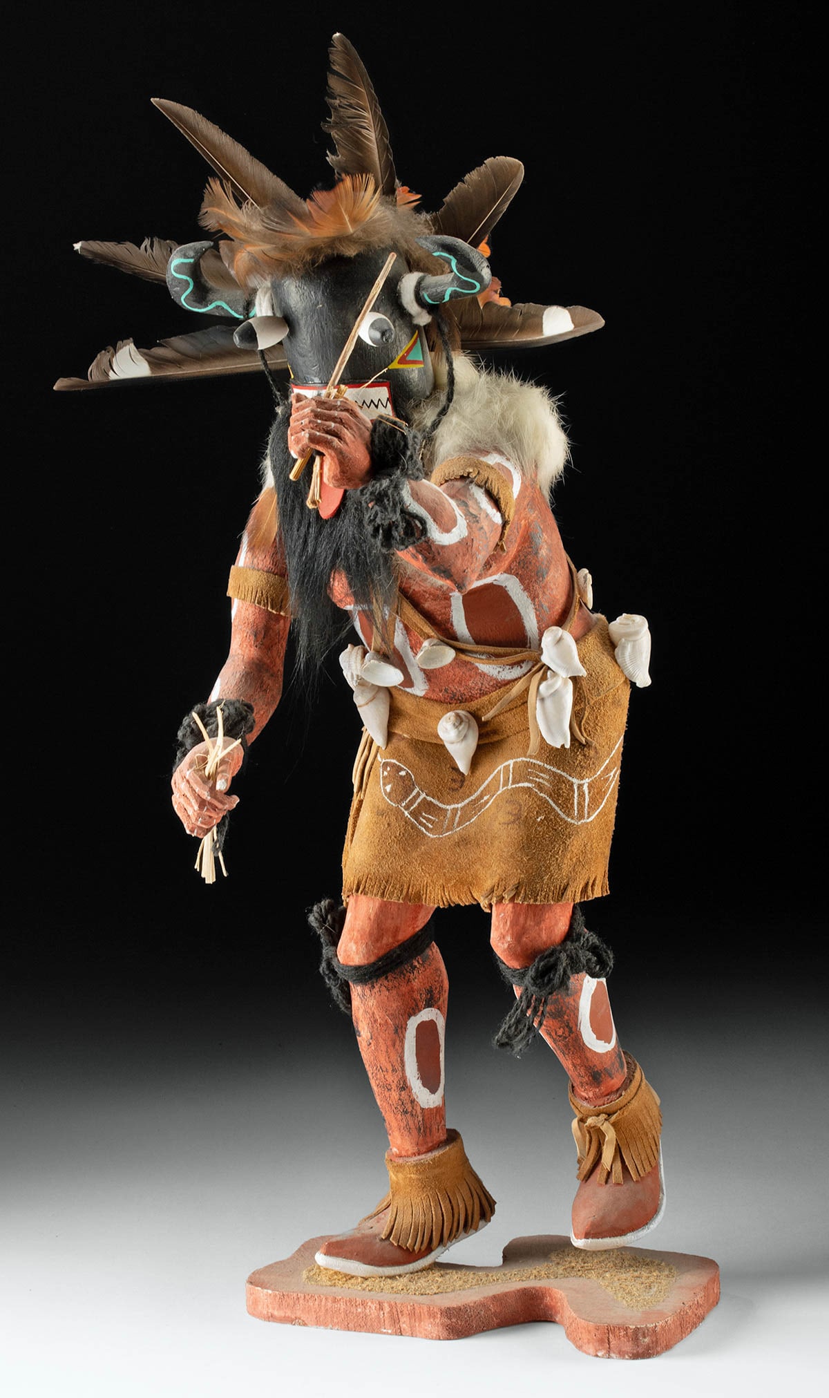 Tall / Signed Hopi Carved Wood Whipper Kachina (1 of 4)