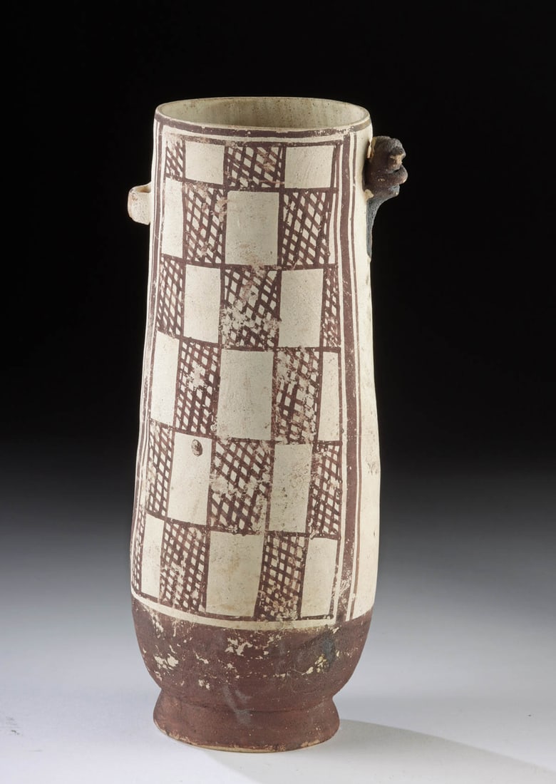 Tall Chancay Bichrome Pottery Vessel w/ Monkey (1 of 3)