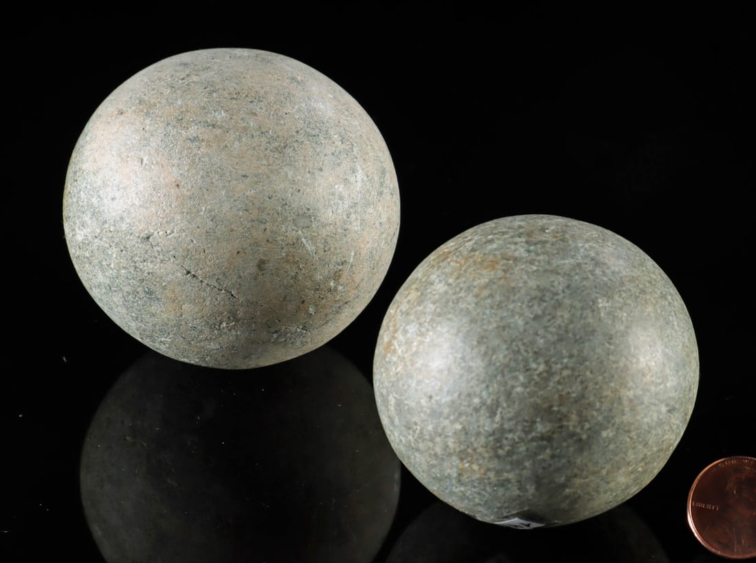 Two Taino Stone Ceremonial Game / Votive Balls (1 of 1)
