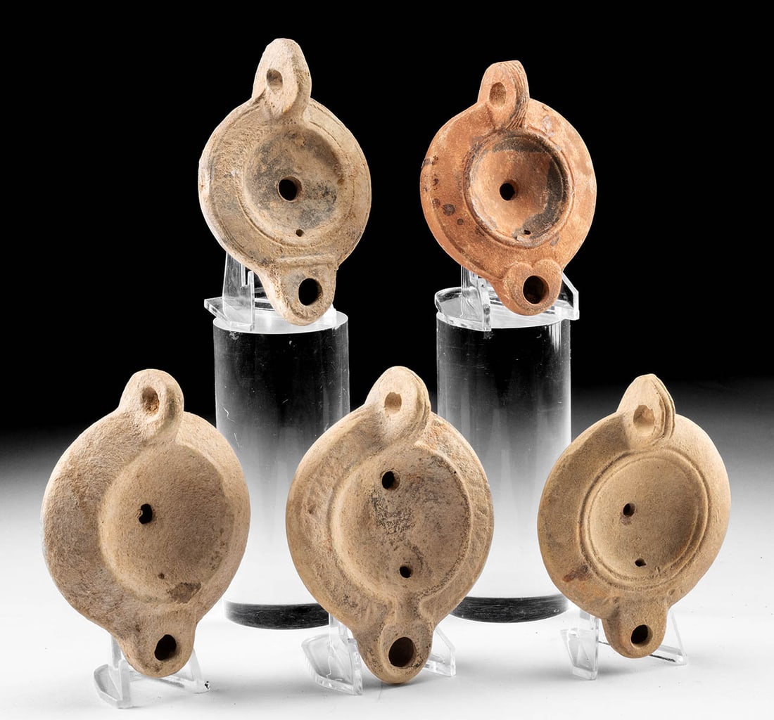 Roman Pottery Oil Lamps, 1 w/ Dolphin in Tondo (1 of 4)
