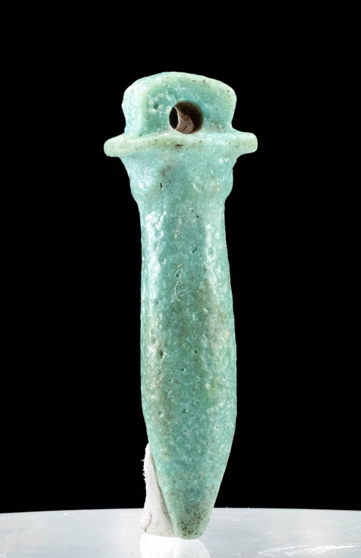 Egyptian Faience Amulet Wadj (Papyrus Scepter) (1 of 4)