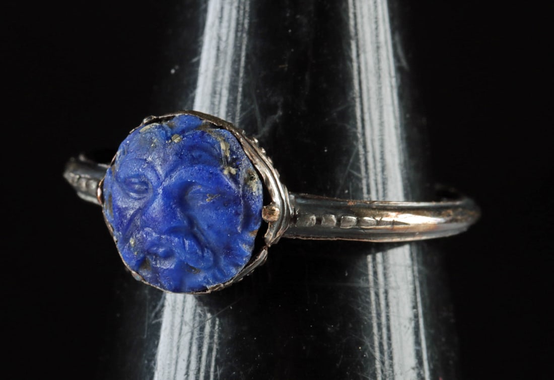 16th C. Renaissance Gold Ring Lapis Cameo Grotesque (1 of 3)