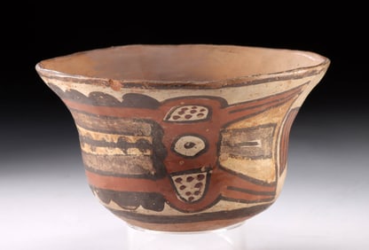 Nazca Polychrome Pottery Bowl, Abstract Animal Motif