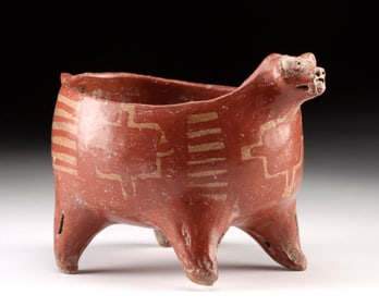 Chupicuaro Footed Effigy Bowl Jaguar / Feline Form