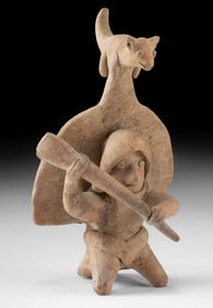 Colima Pottery Whistle - Ceremonial Dancer w/ Dog