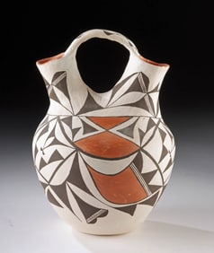 Acoma Polychrome Pottery Wedding Jar by Mary Torivio