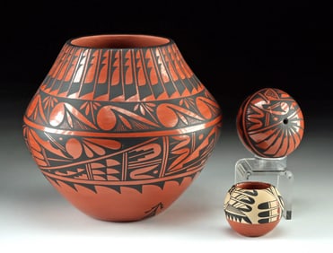 Three Jemez Pottery Vessels by Loretto Tosa & R. Romero